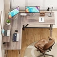 thumbnail image 2 of Flyicty 55'' L Shaped Gaming Desk, Ergonomic Corner Desk with Monitor Stand, Computer Desk for Home Office Study Writing Workstation, Large Computer Table PC Desk, Grey Oak, 2 of 7