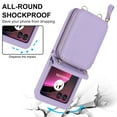 thumbnail image 4 of Compatible with Motorola Razr 2025/Razr 60 Crossbody Wallet Case,With Wrist Strap and Shoulder Strap,Zipper Card Slots Pocket,PU Leather Shockproof Protective Rugged Phone Case,Lightpurple, 4 of 11