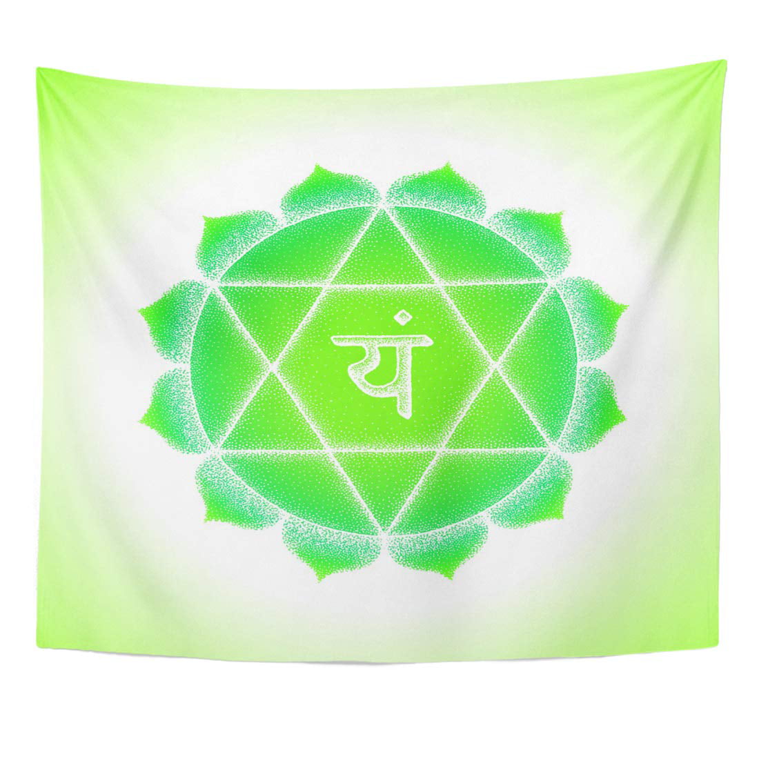 UFAEZU Fourth Heart Anahata Chakra Sanskrit Seed Mantra Yam Syllable Lotus  Petals Dot Work Tattoo White Wall Art Hanging Tapestry Home Decor for  Living Room Bedroom Dorm 51x60 inch 