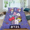 thumbnail image 2 of BT21 Conjunto de sábanas temático, trío de piezas, cómodo y amigable con la piel, diseño único, regalo de decoración para el hogar para familiares, amigos y fans,140cm *210cm, 2 of 6