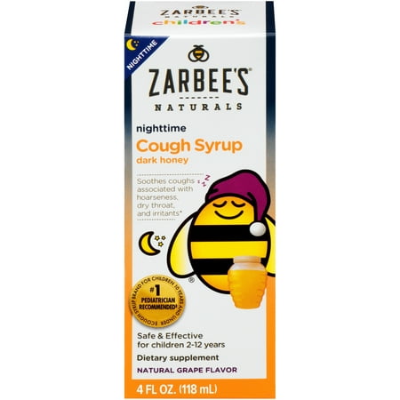 Zarbee's Children's Nighttime Cough Syrup with Dark Honey - Grape 4 fl oz (Best Cough Syrup For Smokers In India)