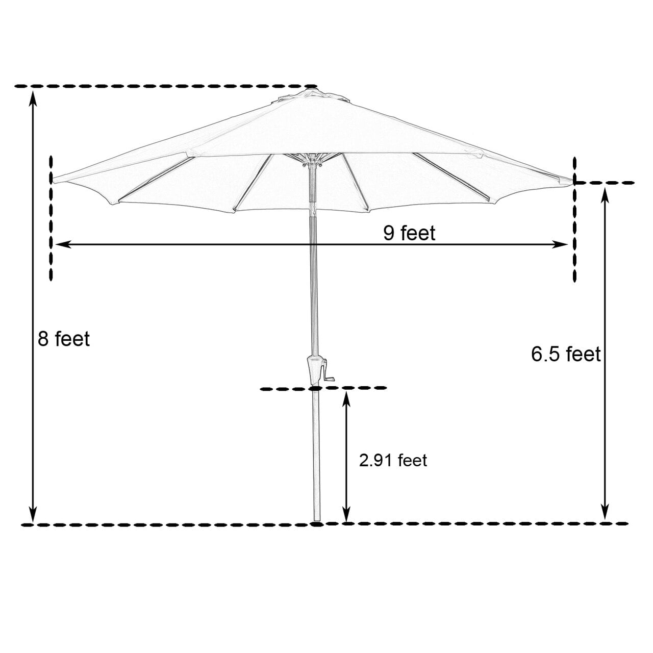 Ulax Furniture 9 Ft Outdoor Umbrella Patio Market Umbrella Aluminum with Push Button Tilt&Crank, Sunbrella Fabric, Umbrella Cover Included, Jockey Red