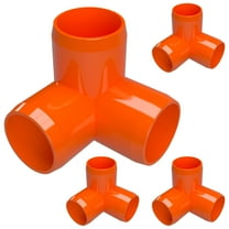 FORMUFIT 1” 3-Way Elbow Furniture Grade PVC Pipe Fittings, (1-5/16" Actual Socket ID), Orange, 4-Pack