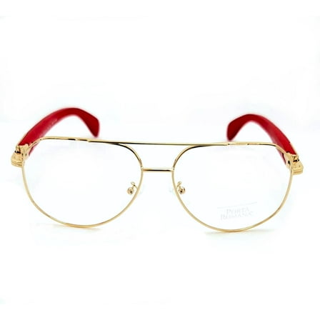 Porta Romana Travel Collection Sunglasses Model 1516 Gold with Wood Temple "Prescription Ready" Frames