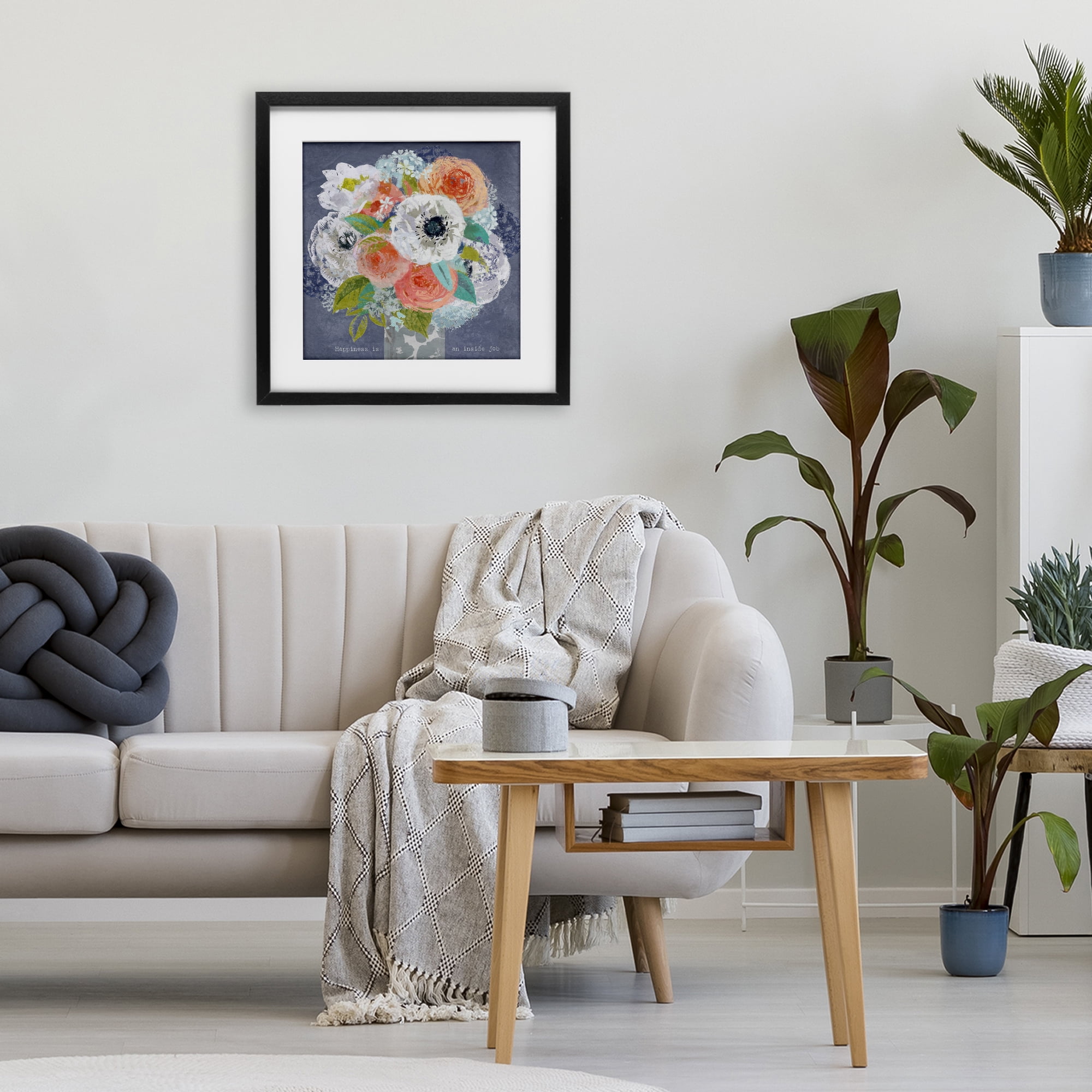 Stupell Industries Happiness Is An Inside Job Black Framed Print Under Glass, design by Suzanne Nicoll
