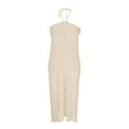 thumbnail image 6 of SMihono Women Backless Formal Party Cocktail Wedding Dresses Long Dress Halter Neck Maxi Dress Flowy Beach Sundress Going Out Streetwear Beige M, 6 of 7