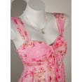thumbnail image 3 of Pink Floral Print Asymmetrical Hem Tie-Front Peplum Mesh Tank Top For Women, 3 of 8