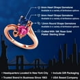 thumbnail image 2 of Gem Stone King 18K Rose Gold Plated Silver Blue Created Sapphire Pink Created Sapphire and Black Diamond Ring for Women (1.63 Cttw, Heart Shape 6MM, Gemstone September Birthstone, Size 7), 2 of 6