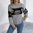 thumbnail image 5 of YDFCWXW Women's Halloween Pumpkin Sweater Cute Crewneck Knitted Long Sleeve Pullover Tops Fall Winter Fashion Clothes Grey, M, 5 of 6