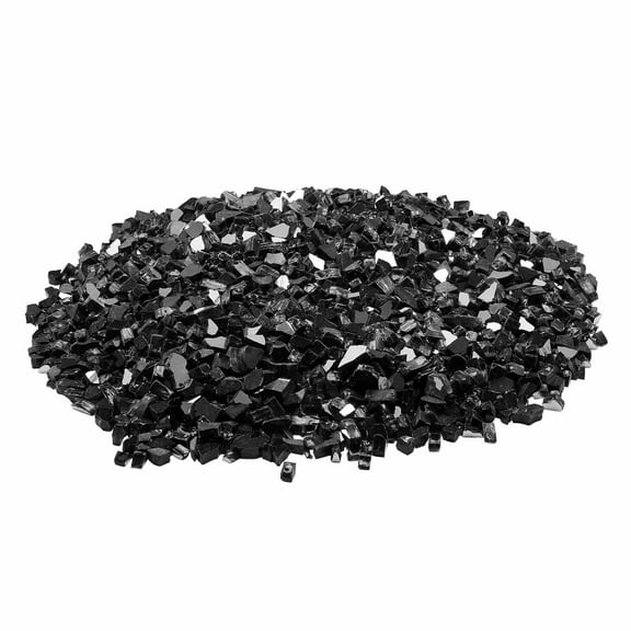KFFKFF 10 LBS / 4.5 KG High-Temperature Resistant Fireplace Glass, 1/2-Inch Reflective & Smokeless Firepit Stones, Durable Landscaping Glass for Fire Pit Table, Black