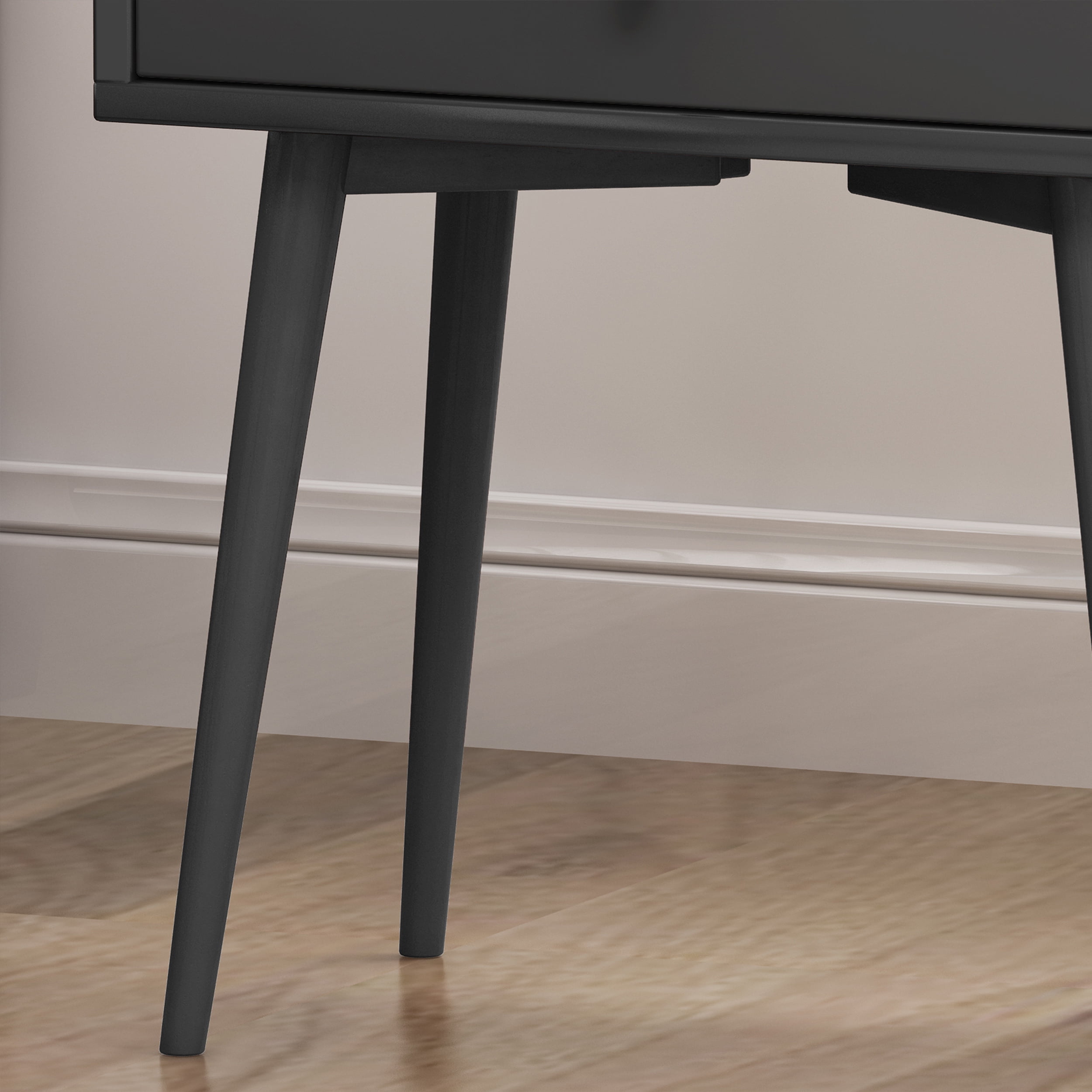 Noble House Nasia Faux Wood Mid-Century Modern Side Table, Dark Gray