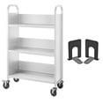 thumbnail image 3 of VEVOR 200lb Rolling Book Cart, Single-Sided L-Shaped Shelves (White), 3 of 12