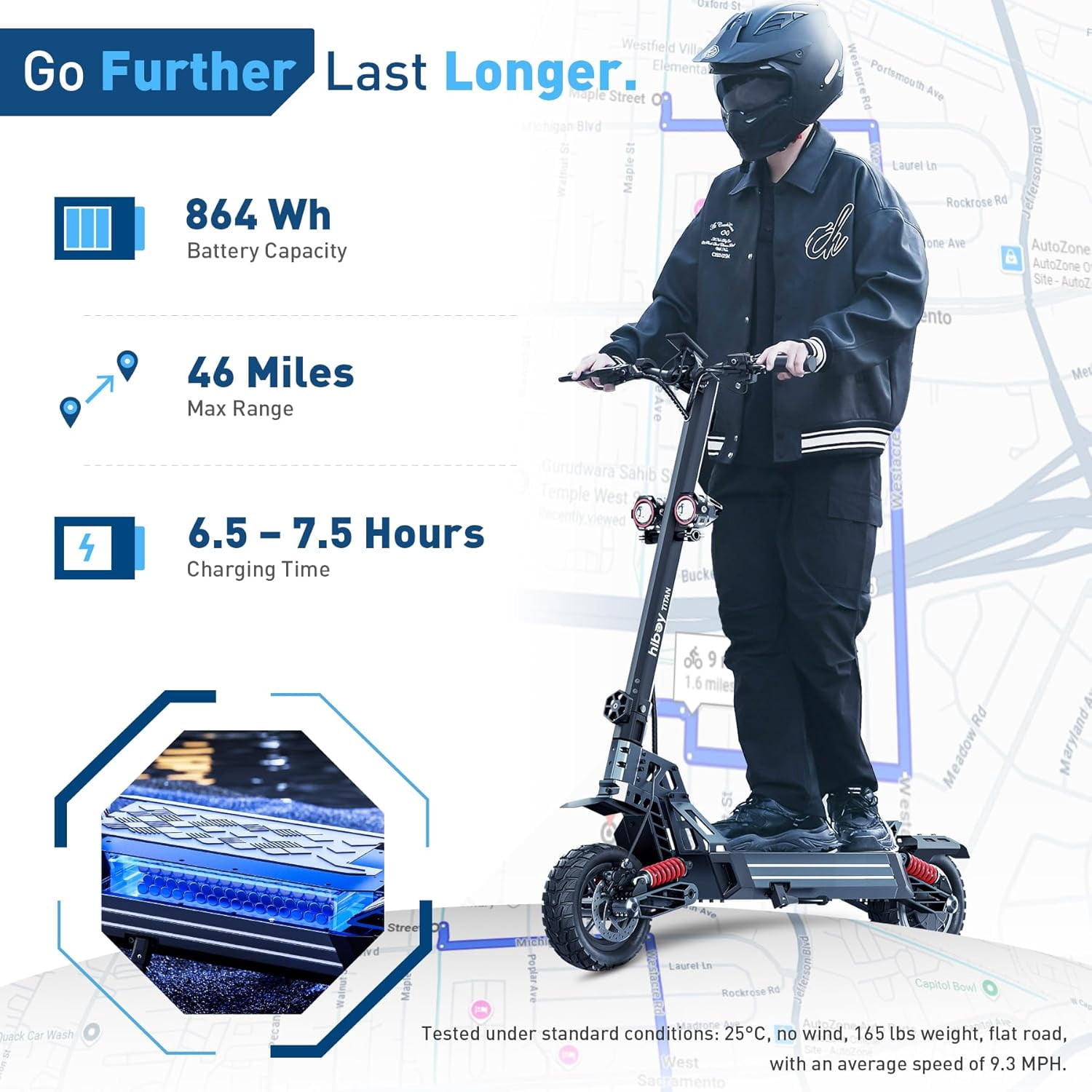 Hiboy Titan 1000W 25MPH 46Mi Range 10" Off-Road Tires, Dual Suspension & Hydraulic Brakes, Foldable E-Scooter