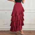 thumbnail image 6 of Vmvidoty Womens Lace Midi Skirts High Waist Y2K Asymmetrical Layered Flowy Fairy Skirts Floral Beach Long Skirt Wine M, 6 of 6