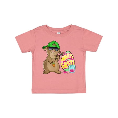 

Inktastic Hip Hop Artist Cute Brown Easter Bunny Painting Egg Boys or Girls Baby T-Shirt