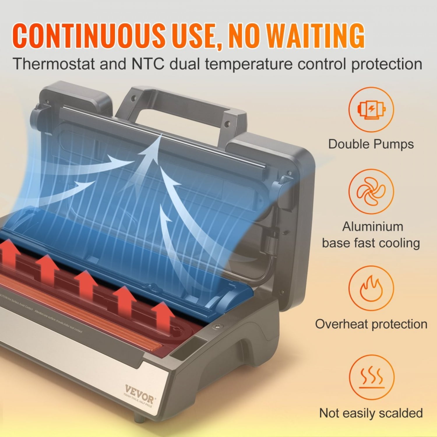 Vacuum Sealer Machine 90Kpa 130W Dual Pump Dual Sealing Dry Moist Food Storage Automatic Manual Air Sealing System Built in Cutter Seal Bag External Hose Stainless Steel