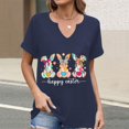 thumbnail image 2 of Corto para las Mujeres Casual Verano 2025 Pascua Impresión V-Cuello Camiseta, Ligero 95% Poliéster 5% Spandex Top para Toda la Temporada Hogar Y Diario, 2 of 7