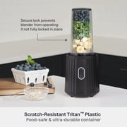 Thyme & Table 900 W 25 oz Single Serve Blender with Tritan Vessel, Smart Seal Lid and Straw, 6-Point Stainless Steel Blade, Slate Grey