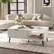 thumbnail image 1 of Qinaqin Blanco Mid Century Moderno Coffee Mesa con Almacenamiento de Profundidad Madera 2-Tier Cocktail Sliding Puerta y Solid Legs para Living Sala o Oficina en Casa, 1 of 7