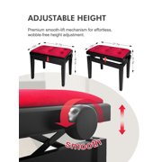 Adjustable Piano Bench with Red Velvet Cushion – Height Adjustable Keyboard Stool,Piano Bench with Padded Seat, Comfortable Design for Piano, Organ, Harp,Cello,Matte Wood Finish (Exclusive)