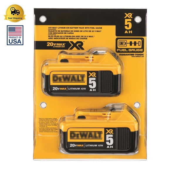 20V MAX Replacement Battery DCB205-2 5.0Ah Lithium Ion Battery Pack Compatible with 20V Power Tools, High Capacity Rechargeable Battery for Drill, Impact Driver, Saw