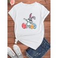 thumbnail image 4 of Easter Wearing Sunglasses Playing Cool Dancing Bunny Egg Print Round Neck T-Shirt, Stretch Short Sleeve, 4 of 7