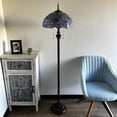 thumbnail image 4 of Tiffany Floor Lamp Purple Stained Glass Green Leaves Metal Base LED Bulbs Included For Living Room Bedroom 16"W*16"D*64"H, 4 of 5