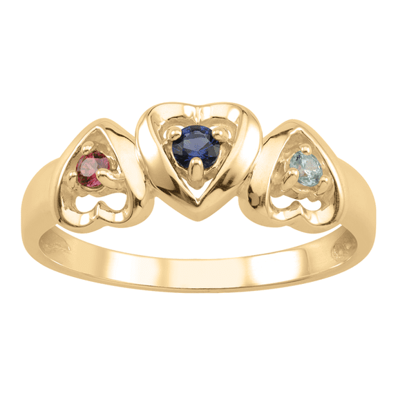 Personalized three stone heart ring by Jewelster