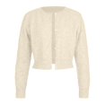 thumbnail image 4 of Arlun Womens Cropped Cardigan Sweaters Crew Neck Long Sleeve Button up Sweaters Top Elegant Solid Color Lightweight Knit Open Front Cardigan for Daily Wear, 4 of 4