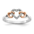 thumbnail image 2 of Auriga Fine Jewelry 925 Sterling Silver w/ 10K Rose Accent Diamond Triple Heart Ring Size 7for Women, 2 of 6