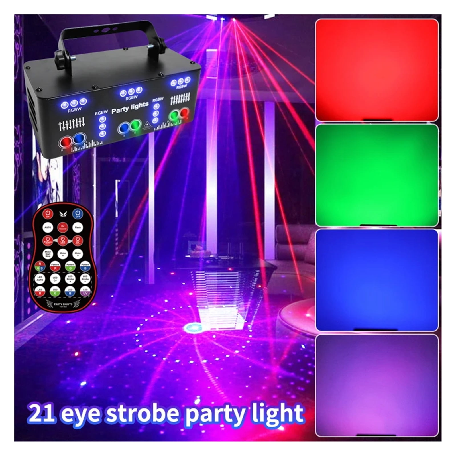 21 Eyes DJ Disco Light Black Light Beam Projector Remote Strobe Stage RGB Effect Xmas Club Party Holiday Halloween ,Multiple Working Modes