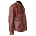 thumbnail image 4 of Perrini Mens Brown Soft Leather Full Sleeve Slim Fit Button up Shirt, 4 of 4