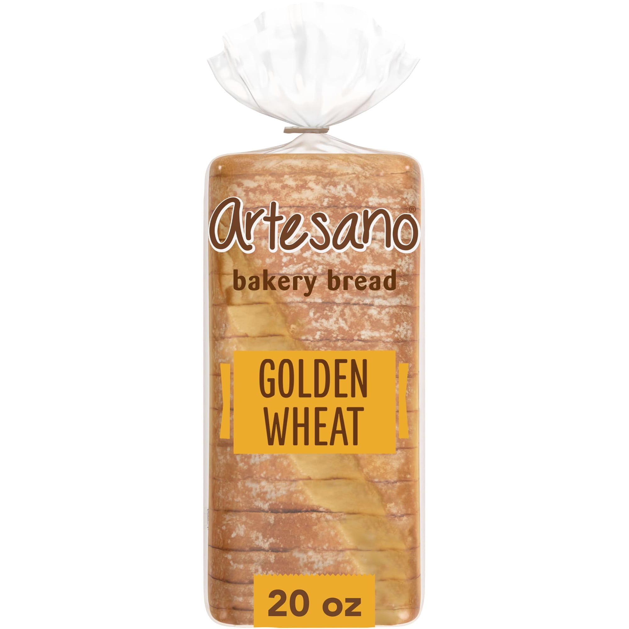 Artesano Golden Wheat Bakery Bread, 20 oz, Whole Wheat Pre-sliced Wheat Bread, Bag