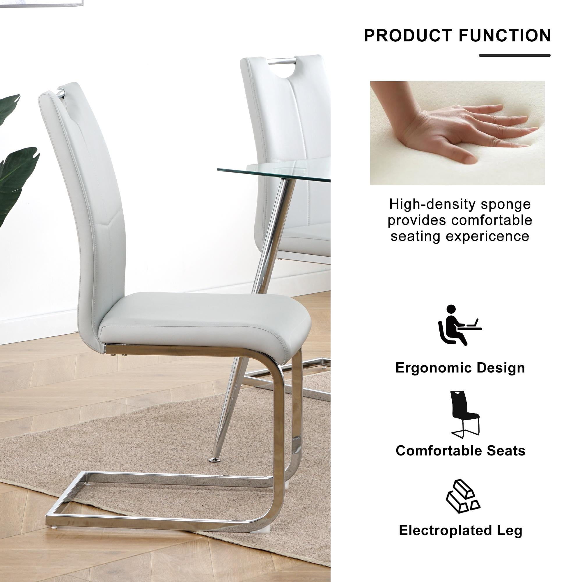 Sumdeal Modern Dining Chairs Set of 4,Modern Dining Chairs with C-Shape Metal frame leg with High Density Sponge Leather,Dining Chairs for Dining Room,Kitchen,Living Room