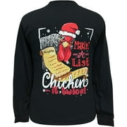 Girlie Girl Originals Chicken It Twice Christmas Long Sleeve T-Shirt - Adult (X-Large) Black