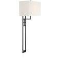 thumbnail image 6 of Possini Euro Design Ventano Modern Wall Lamps Set of 2 Black Plug-In 16" Fixture White Linen Fabric Shades for Bedroom Mirror, 6 of 9