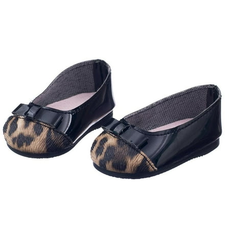 

Black Leopard Pump Flat Ballerina Shoes for 18 inch Dolls