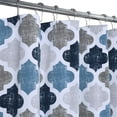 thumbnail image 2 of MURMUREY Shower Curtain, Geometric Quatrefoil Patterned Modern Poly-Cotton Farmhouse Fabric Shower Curtain Navy/Blue/Grey, 72x72 Inches, 2 of 7
