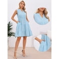 thumbnail image 2 of DARING DIVA Women's Tiered A Line V Neck Fitted Waist Sleeveless Dresses XS Light Blue, 2 of 6