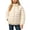Beige, variant on Girls Stand Collar Zip Puffer Jacket Side Hand Pockets Windproof Warm Lightweight Winter School Outdoor Camping Travel Outer Coat for Kids