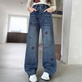 thumbnail image 4 of LRen Girls Wide Leg Jeans Baggy Bow Embroidery High Elastic Waist Denim Pants Cute Y2K Trendy Tween Streetwear,4-5 Years, 4 of 8