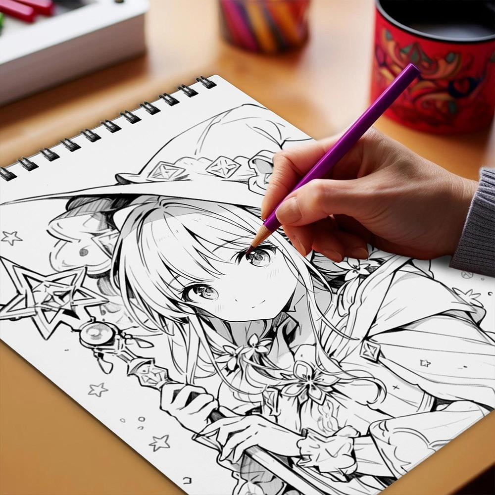Netecom Magical Girls Anime Coloring Book for Adults, Spiral Bound, Soft Cover