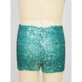 thumbnail image 6 of iiniim Kids Girls Shiny Sequins Dance Shorts Stage Performance Booty Boy-Cut Gymnastic Sports Hot Pants Sky Blue 3-4, 6 of 7