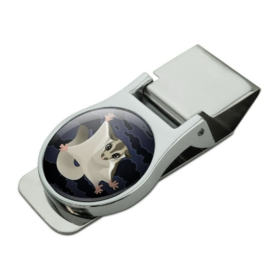 Sugar Glider of the Night Satin Chrome Plated Metal Money Clip