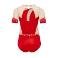 thumbnail image 4 of vastwit Combinaison de Danse Ballet à Manches Courtes avec Strass pour Filles, Rouge 10, 4 of 7