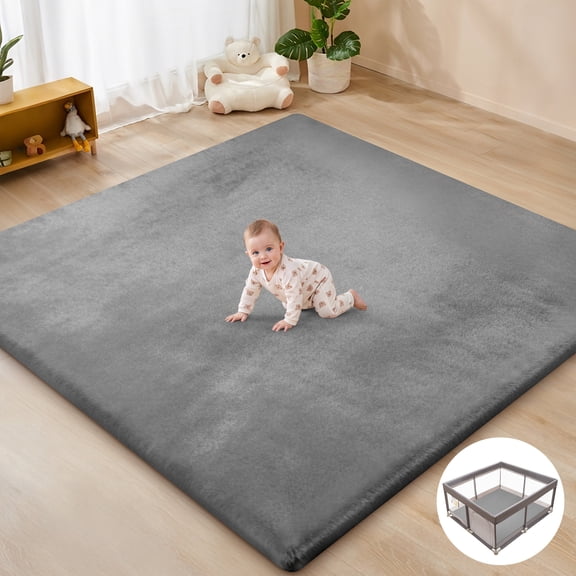 babyeap Baby Play Mat,50"x50" Playpen Mat,1.3" Extra Thick Crawling Mat for Floor Cushion,Removable Washable Cover Playmat for Babies Toddlers Infant,Gray