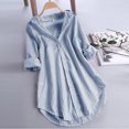 thumbnail image 2 of CHOK Hauts pour Femmes Liquidation Mode Été Décontractée Ample Lin Manches Longues Col Rond Blouse en Solde, 2 of 6