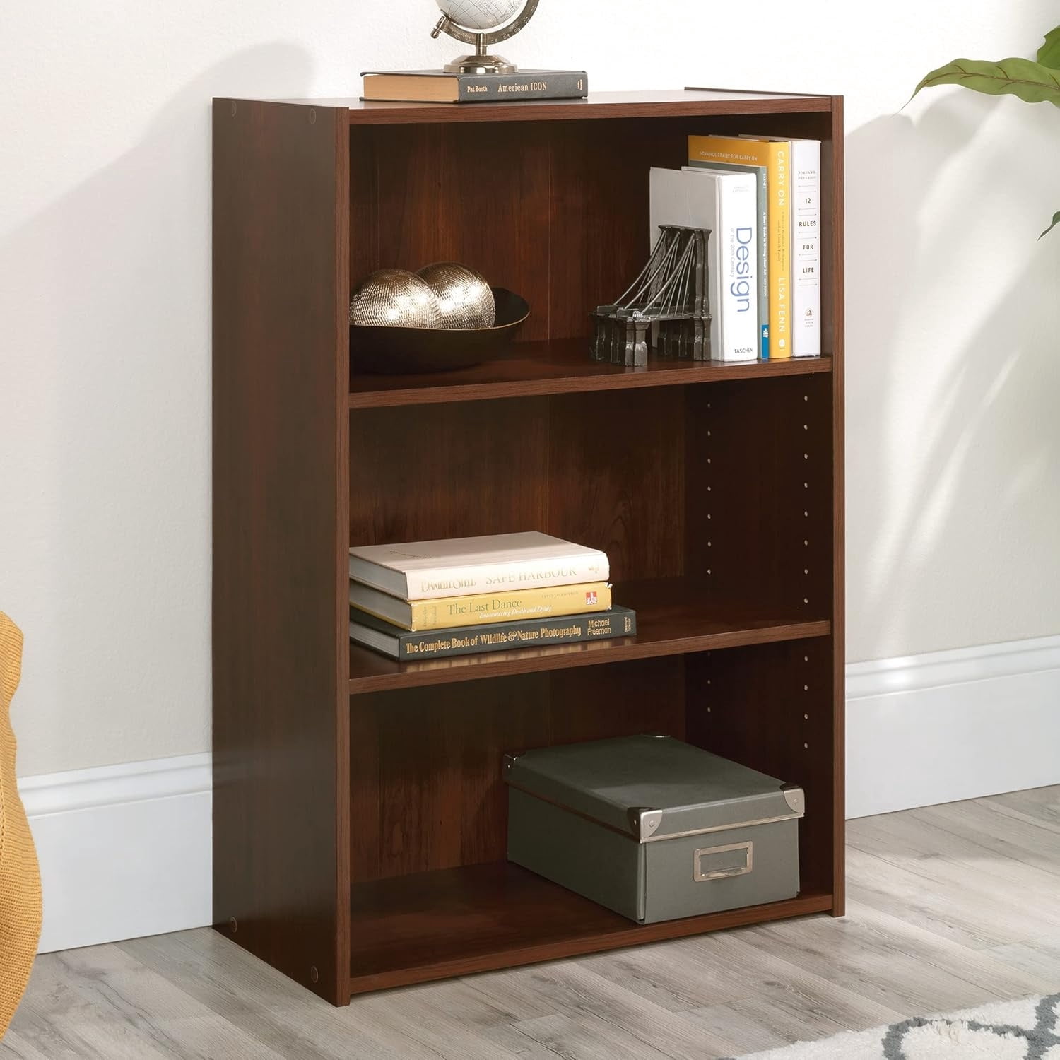 3-Shelf Bookcase, Bookshelf with Adjustable Storage Shelves