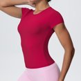thumbnail image 4 of Lmnyox Women's Athletic Shirts Slim Stretchy Workout Tops Lightweight Breathable Short Sleeve V Neck Sport Tee Shirt, 4 of 9