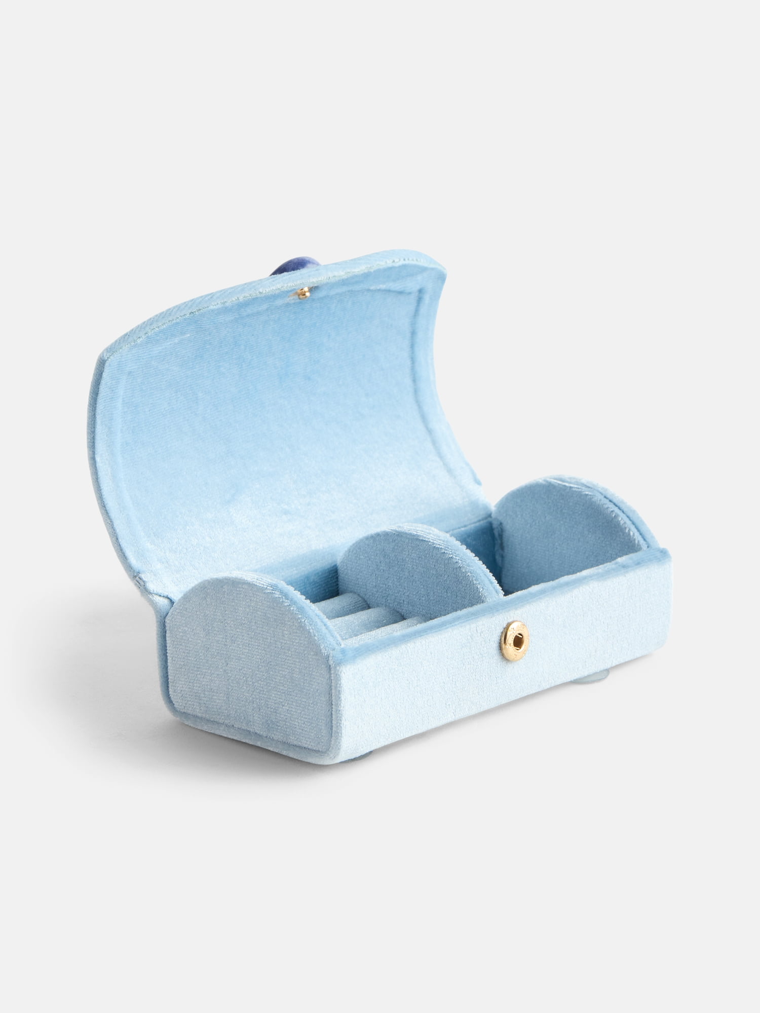 Scenario Women's Curved Faux Velvet Jewelry Organizer, Light Blue